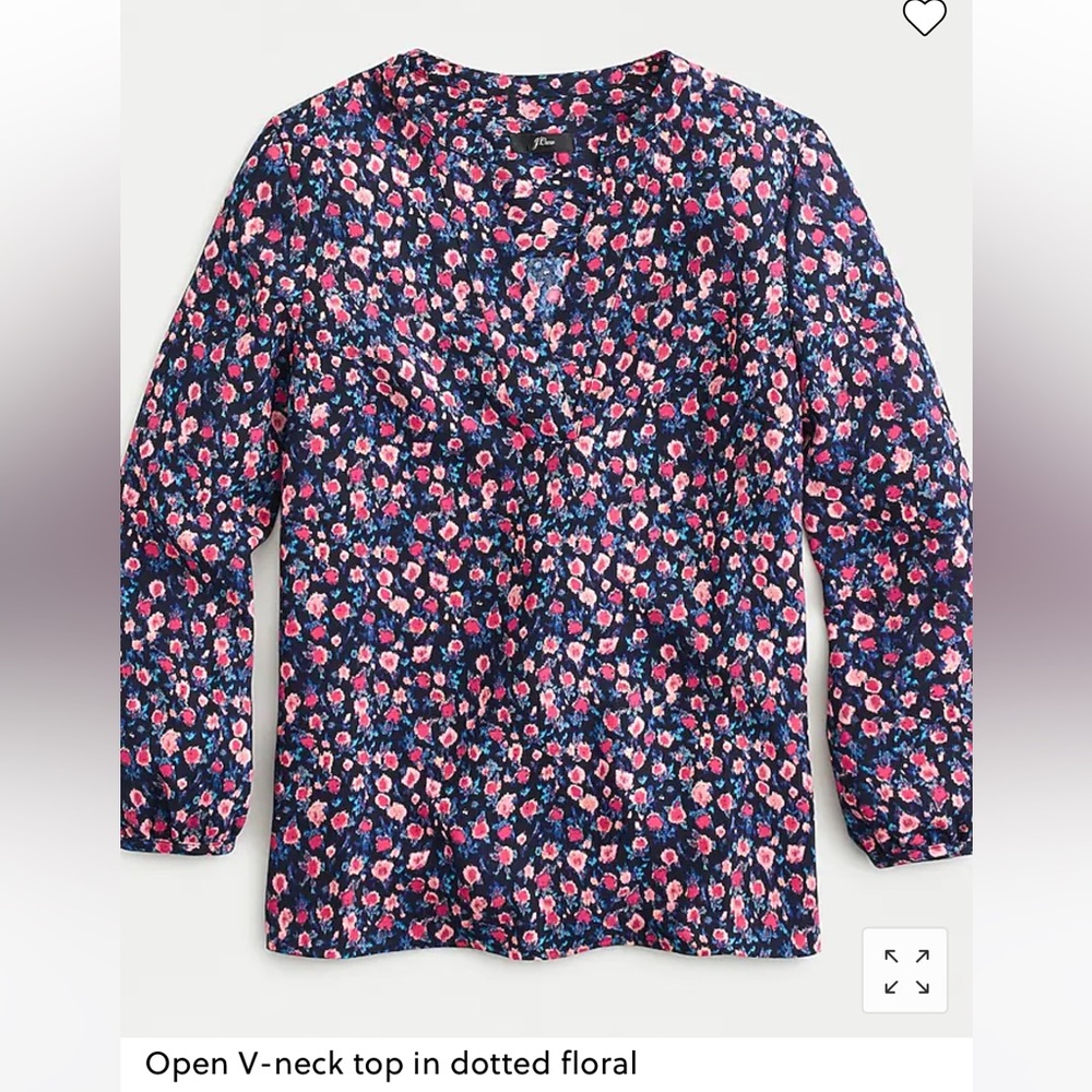 J.Crew open v-neck top in dotted floral
